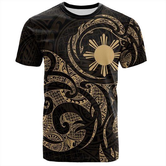 Philippines Filipinos T-Shirt Polynesian Tribal Pattern Simple Style Gold