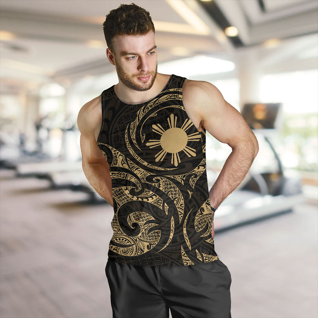 Philippines Filipinos Tank Top Polynesian Tribal Pattern Simple Style Gold