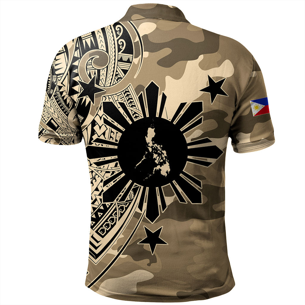 Philippines Filipinos Polo Shirt Tribal Tattoo With Camouflage Pattern