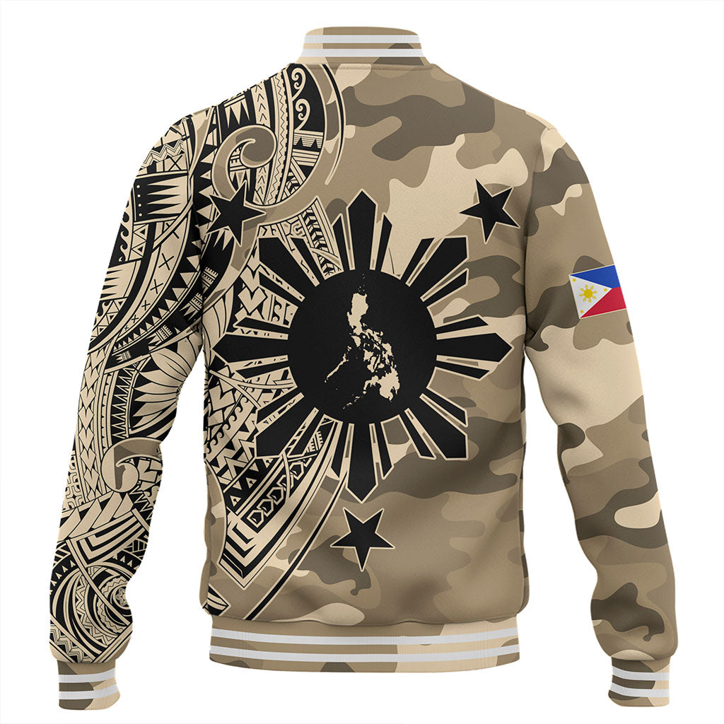 Philippines Filipinos Baseball Jacket Tribal Tattoo With Camouflage Pattern