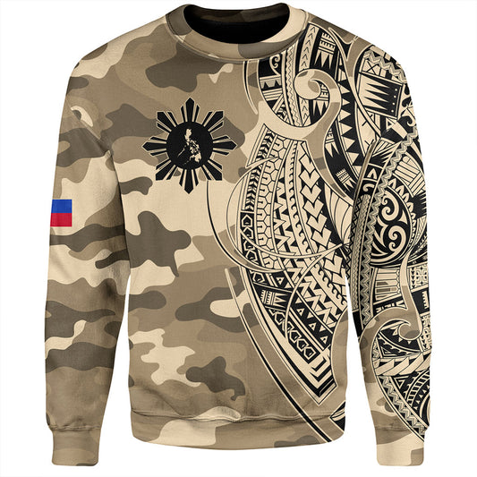 Philippines Filipinos Sweatshirt Tribal Tattoo With Camouflage Pattern