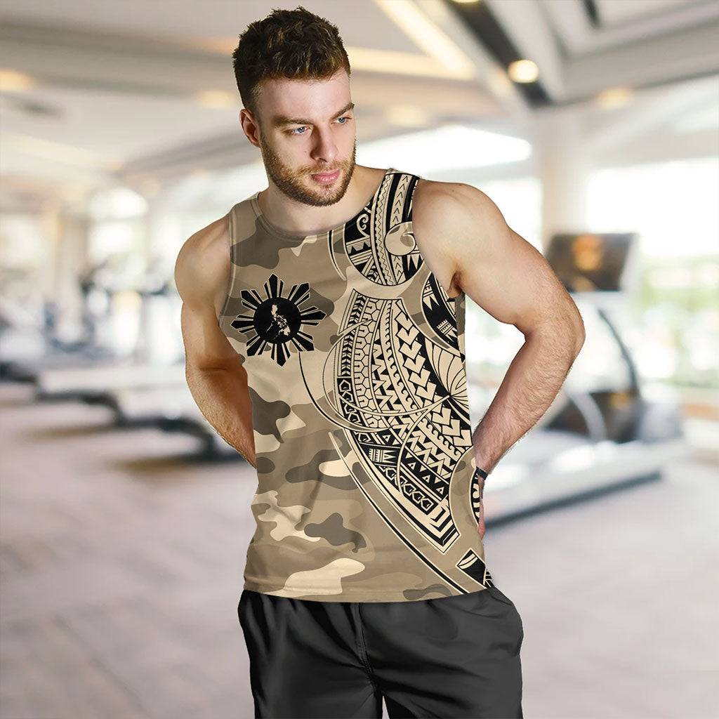 Philippines Filipinos Tank Top Tribal Tattoo With Camouflage Pattern