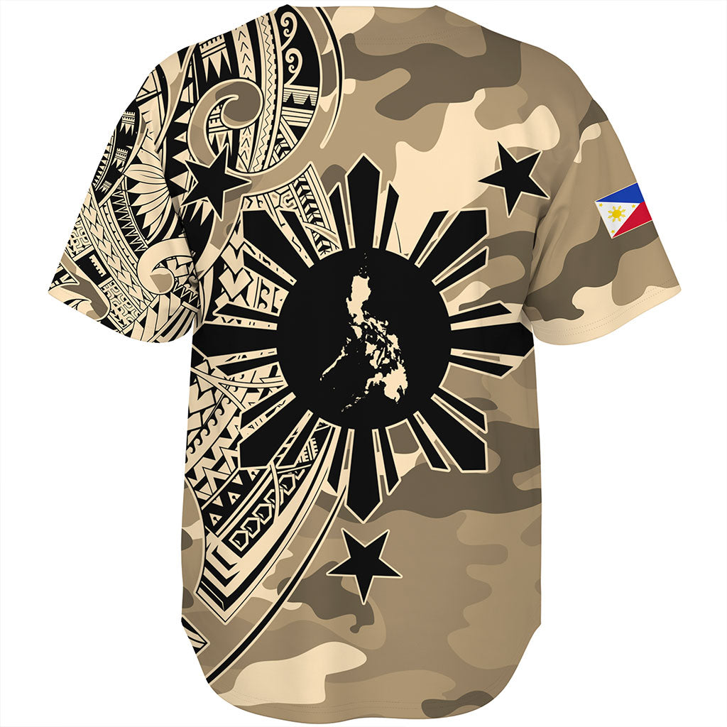 Philippines Filipinos Baseball Shirt Tribal Tattoo With Camouflage Pattern