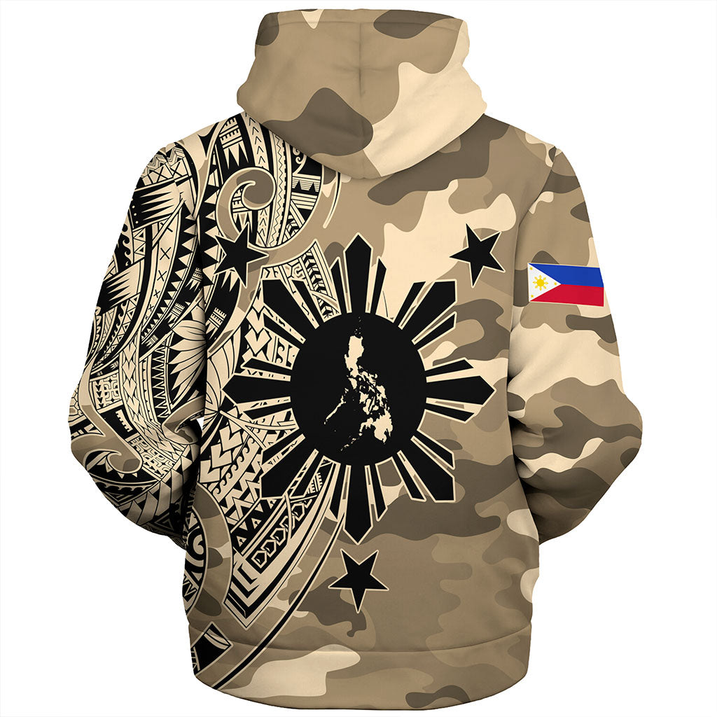 Philippines Filipinos Sherpa Hoodie Tribal Tattoo With Camouflage Pattern