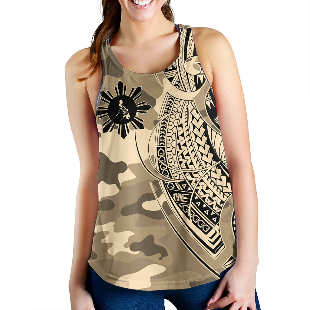 Philippines Filipinos Women Tank Tribal Tattoo With Camouflage Pattern