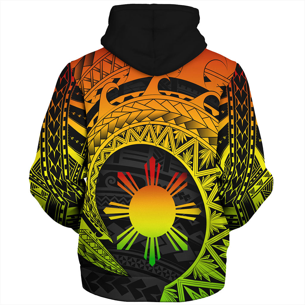 Philippines Filipinos Sherpa Hoodie Sun Tribal Polynesia Reggae