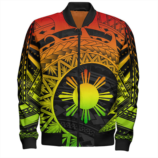 Philippines Filipinos Bomber Jacket Sun Tribal Polynesia Reggae