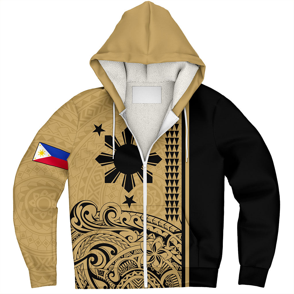 Philippines Filipinos Sherpa Hoodie Sun Star Tribal Polynesia Style