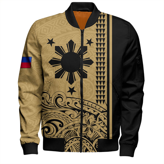 Philippines Filipinos Bomber Jacket Sun Star Tribal Polynesia Style