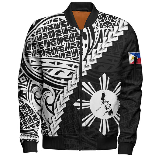 Philippines Filipinos Bomber Jacket Lauhala Tribal Coat Of Arms