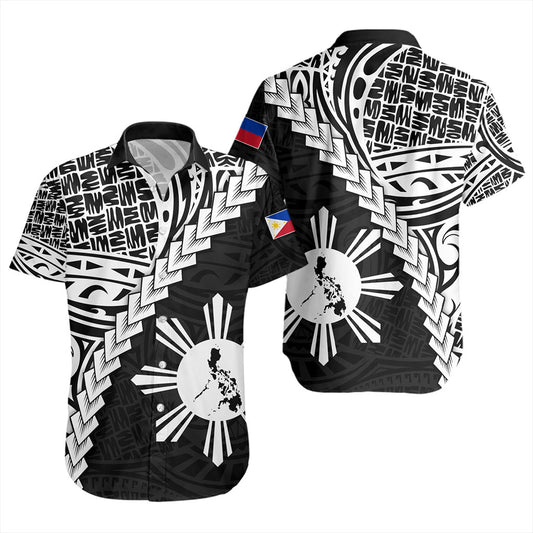 Philippines Filipinos Short Sleeve Shirt Lauhala Tribal Coat Of Arms