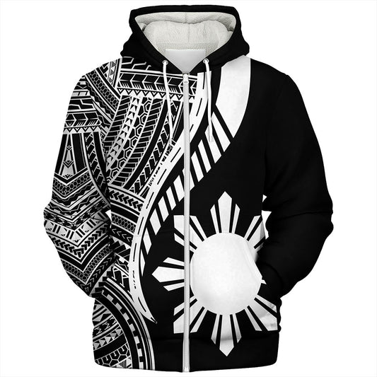 Philippines Filipinos Sherpa Hoodie Tribal Polynesian Pattern Original Style