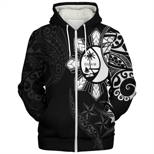 Philippines Sherpa Hoodie With Guam Seal Tribal Sun In My Heart