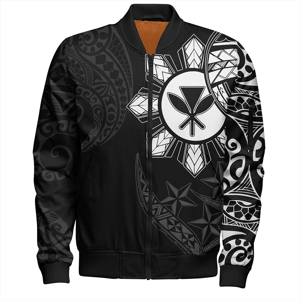 Philippines Bomber Jacket With Kanaka Tribal Sun In My Heart