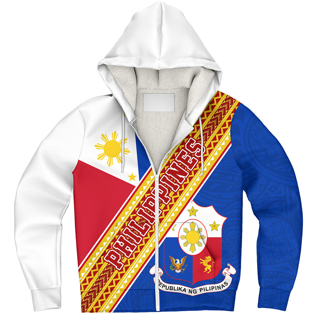 Philippines Filipinos Sherpa Hoodie Flag And Coat Of Arms