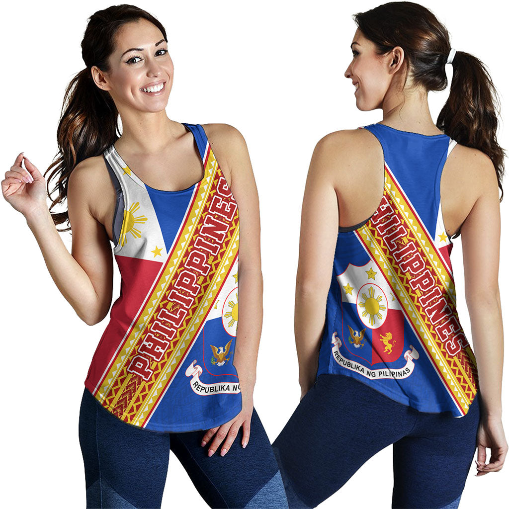Philippines Filipinos Women Tank Flag And Coat Of Arms