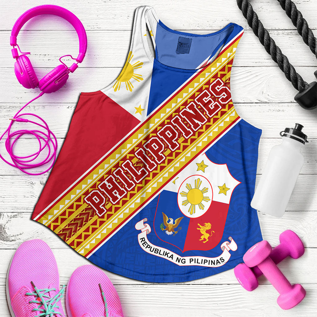 Philippines Filipinos Women Tank Flag And Coat Of Arms