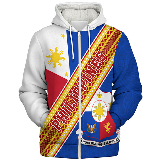 Philippines Filipinos Sherpa Hoodie Flag And Coat Of Arms