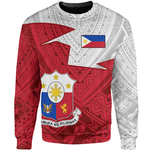Philippines Filipinos Sweatshirt Polynesian Tattoo Flag And Coat Of Arms