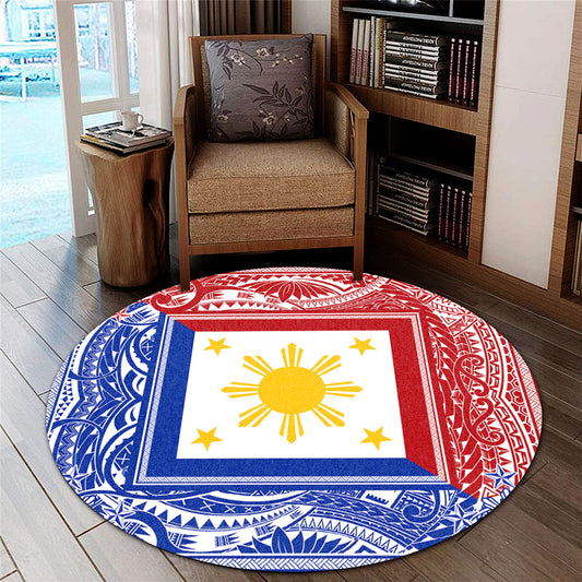 Philippines Round Rug Polynesian Star Coat Of Arms