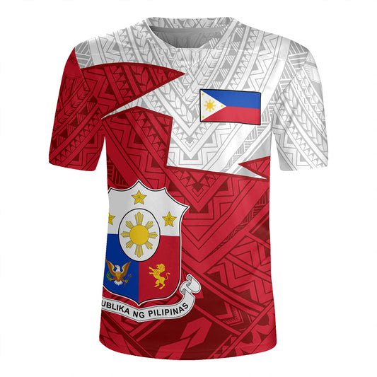 Philippines Filipinos Rugby Jersey Polynesian Tattoo Flag And Coat Of Arms