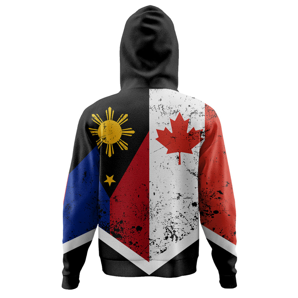 Philippines And Canada Hoodie Flag Half Concept Brush Style