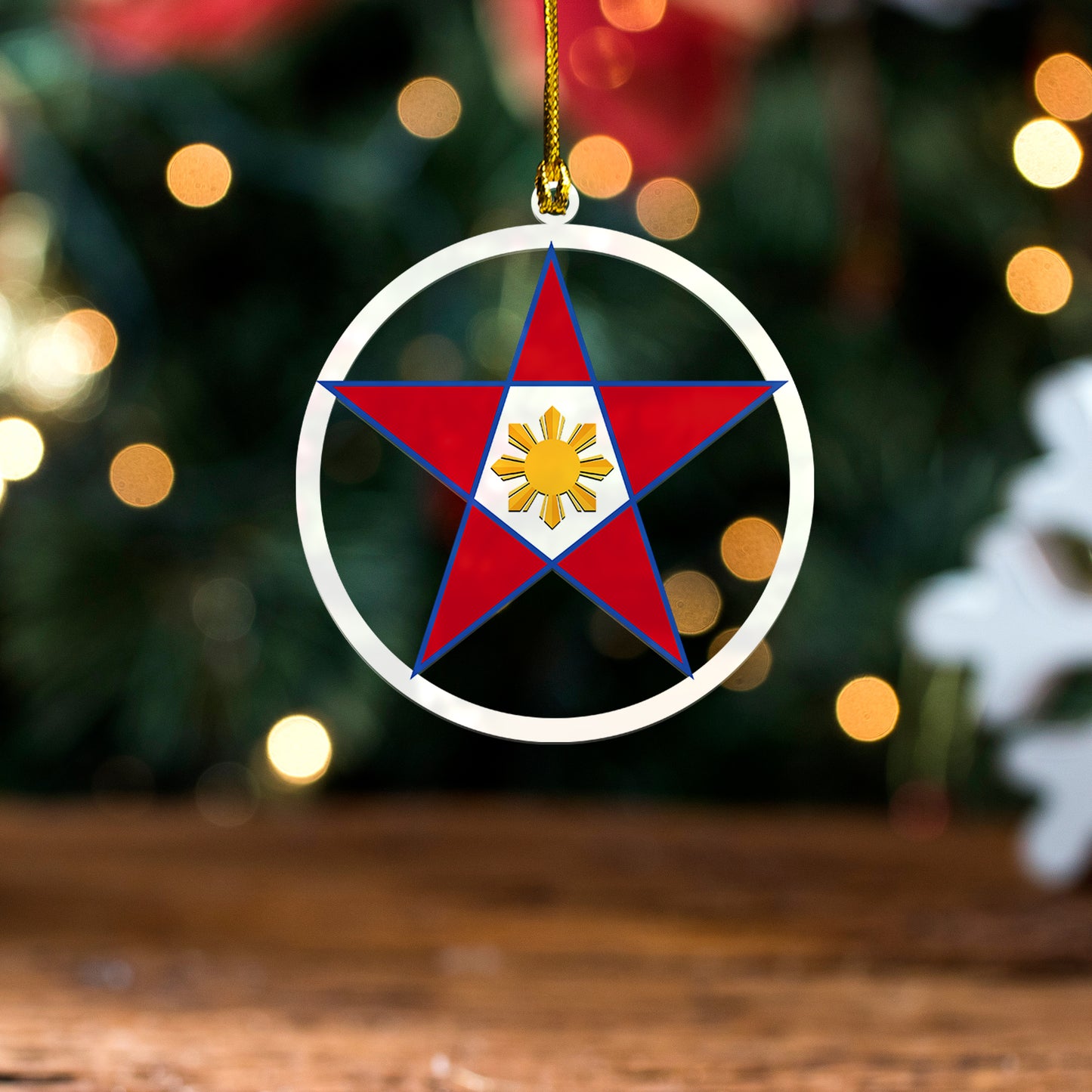 Philippines Filipinos Acrylic And Wooden Ornament Circle Sun Style