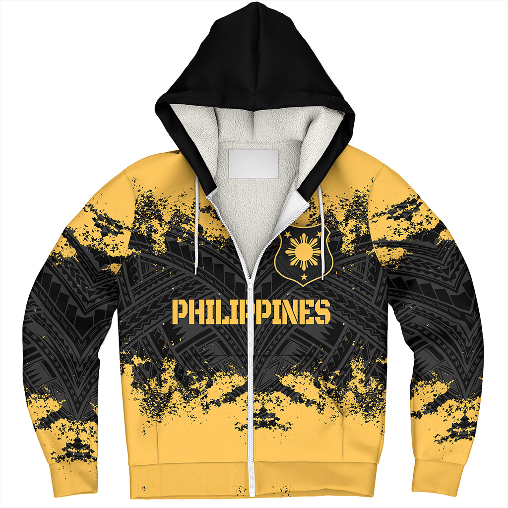 Philippines Filipinos Sherpa Hoodie Custom Grunge Texture Tribal Pattern