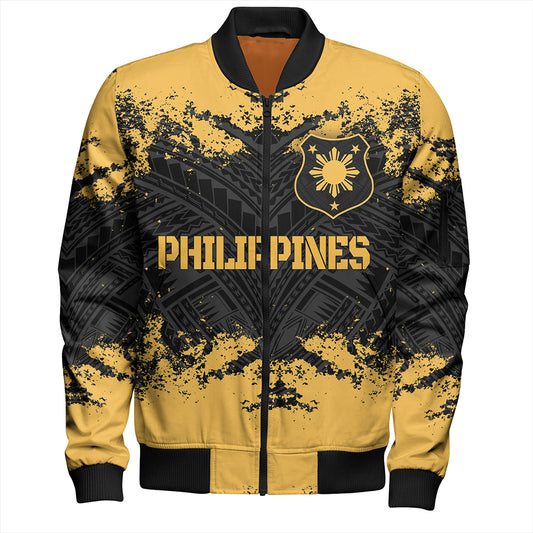 Philippines Filipinos Bomber Jacket Custom Grunge Texture Tribal Pattern