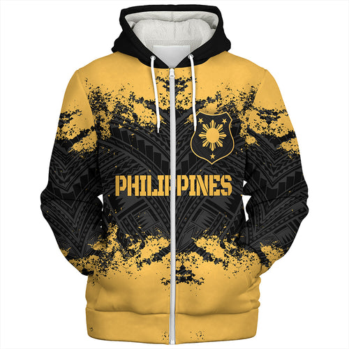 Philippines Filipinos Sherpa Hoodie Custom Grunge Texture Tribal Pattern