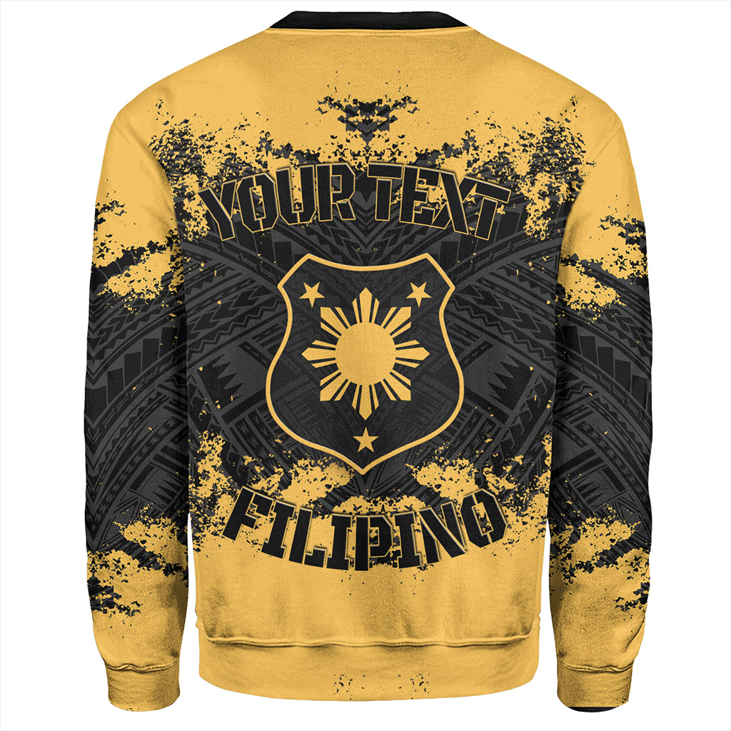 Philippines Filipinos Sweatshirt Custom Grunge Texture Tribal Pattern