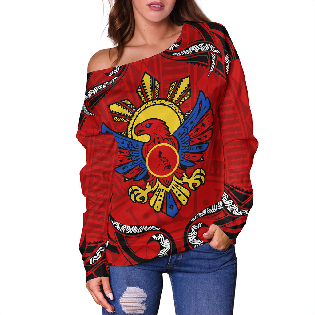 Philippines Filipinos Off Shoulder Sweatshirt Eagle Modern Decorative Art