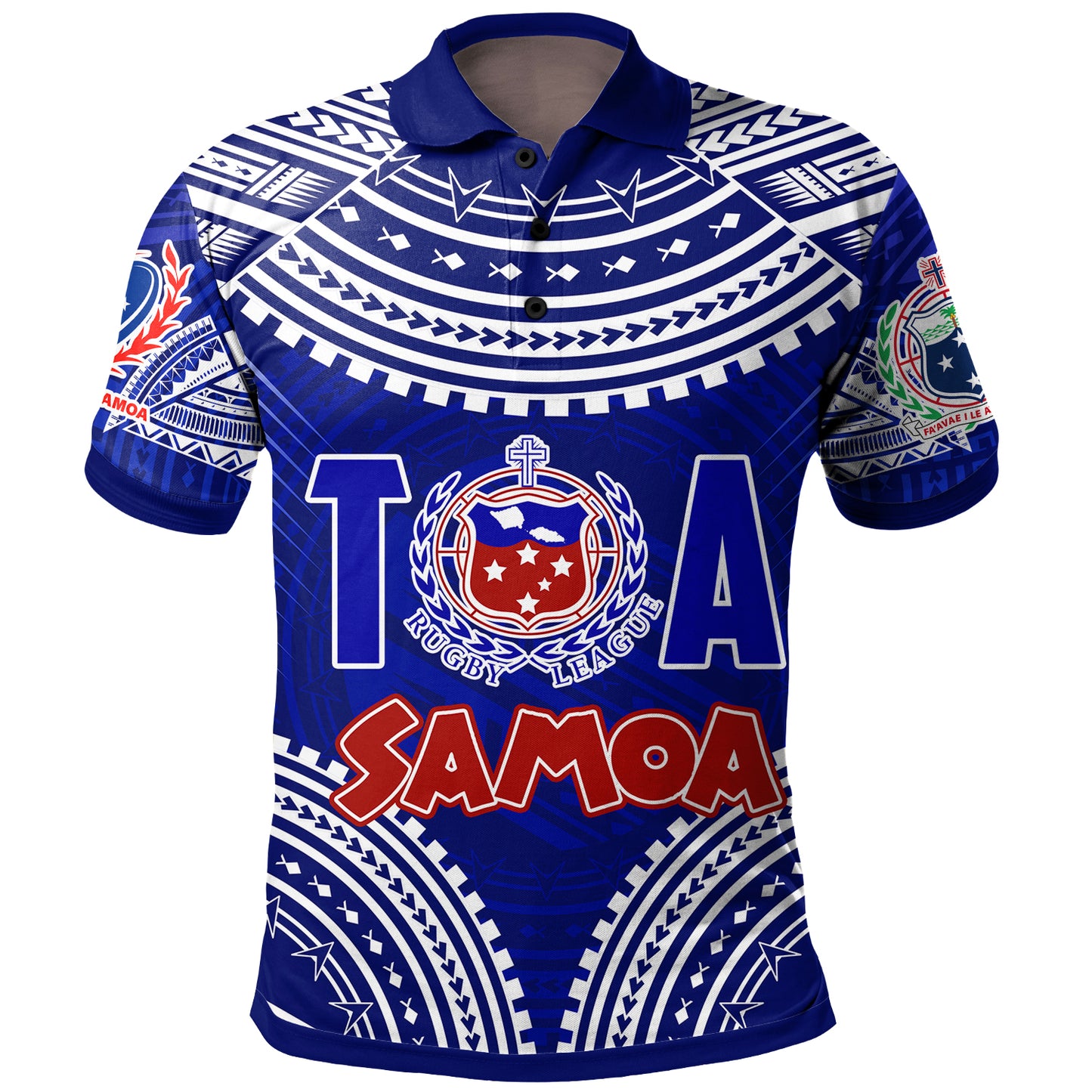 (Custom Personalised) Samoa Rugby Toa Samoa Blue Style Polo Shirt