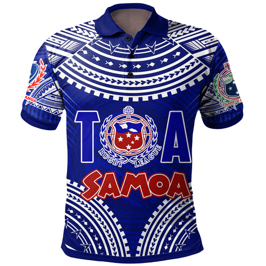 (Custom Personalised) Samoa Rugby Toa Samoa Blue Style Polo Shirt
