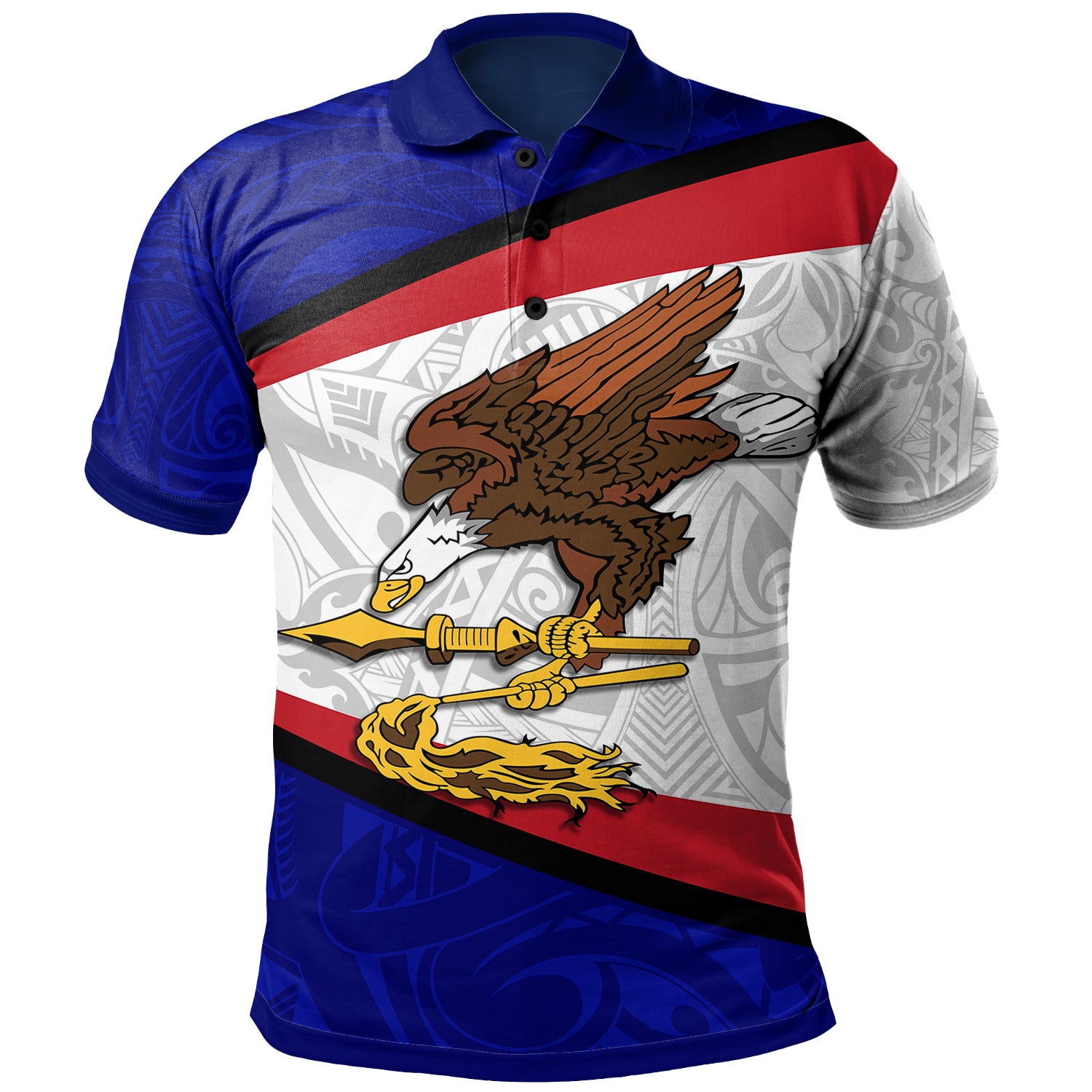 American Samoa Polo Shirt - American Samoa Polynesian Flag With Coat Of Arms