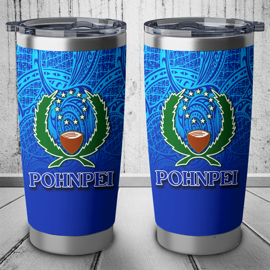 Pohnpei Flag Color With Traditional Patterns Tumbler