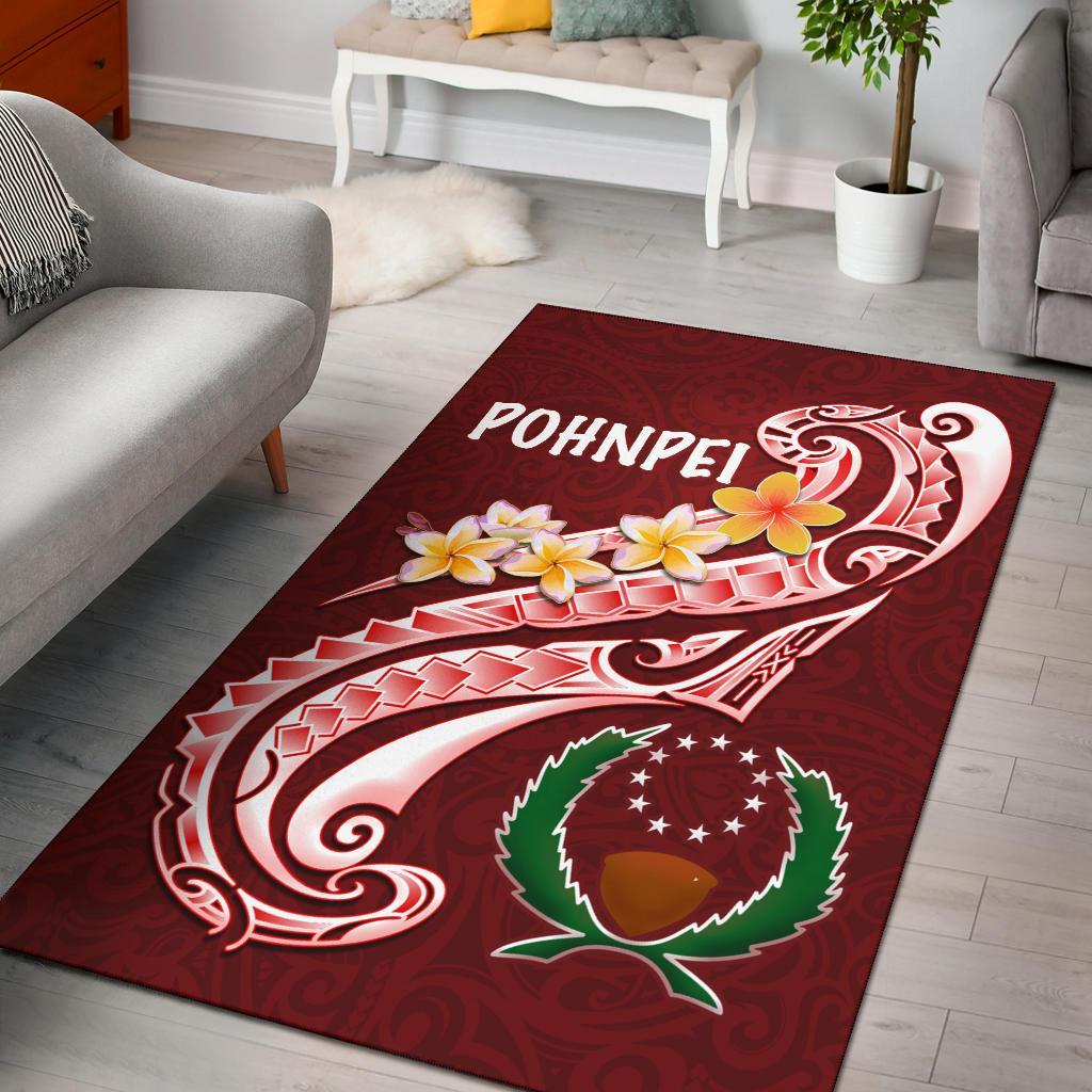 Pohnpei Area Rug - Pohnpei Seal Polynesian Patterns Plumeria