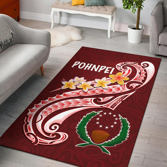 Pohnpei Area Rug - Pohnpei Seal Polynesian Patterns Plumeria
