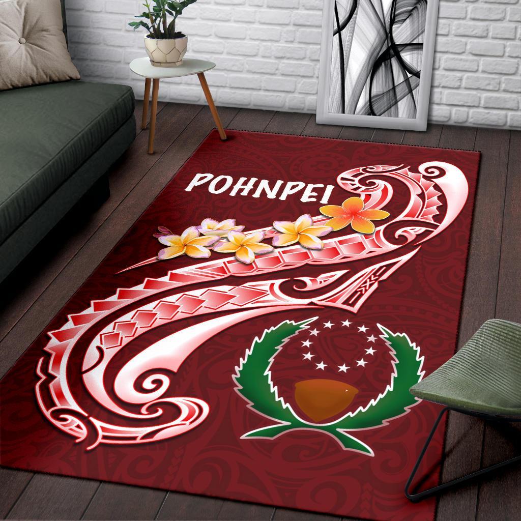 Pohnpei Area Rug - Pohnpei Seal Polynesian Patterns Plumeria