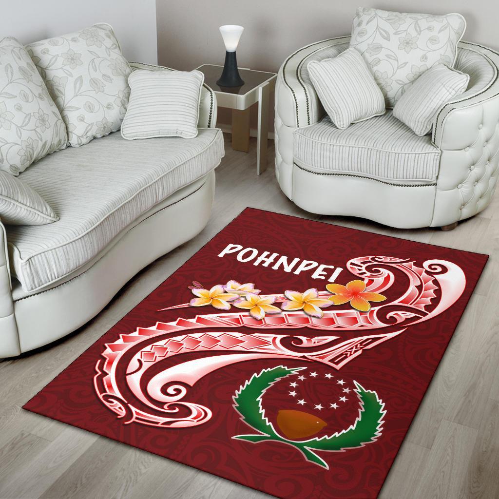 Pohnpei Area Rug - Pohnpei Seal Polynesian Patterns Plumeria