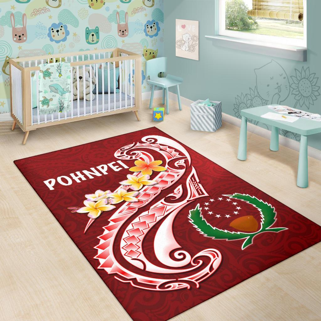 Pohnpei Area Rug - Pohnpei Seal Polynesian Patterns Plumeria