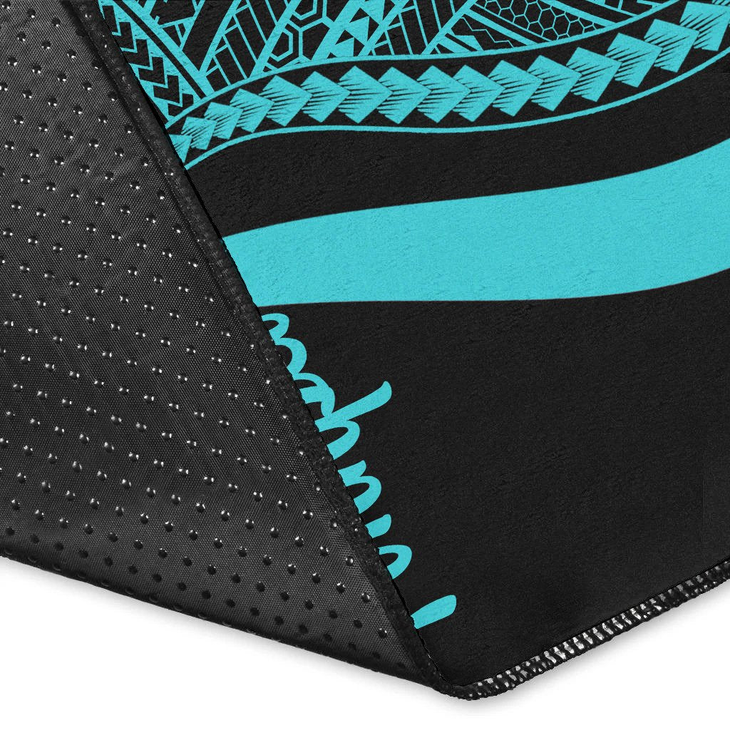 Pohnpei Area Rug - Turquoise Polynesian Tentacle Tribal Pattern