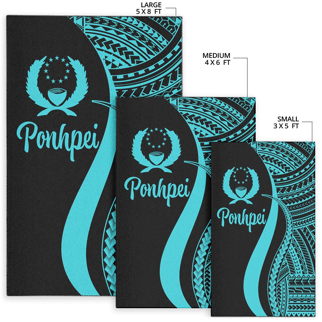 Pohnpei Area Rug - Turquoise Polynesian Tentacle Tribal Pattern