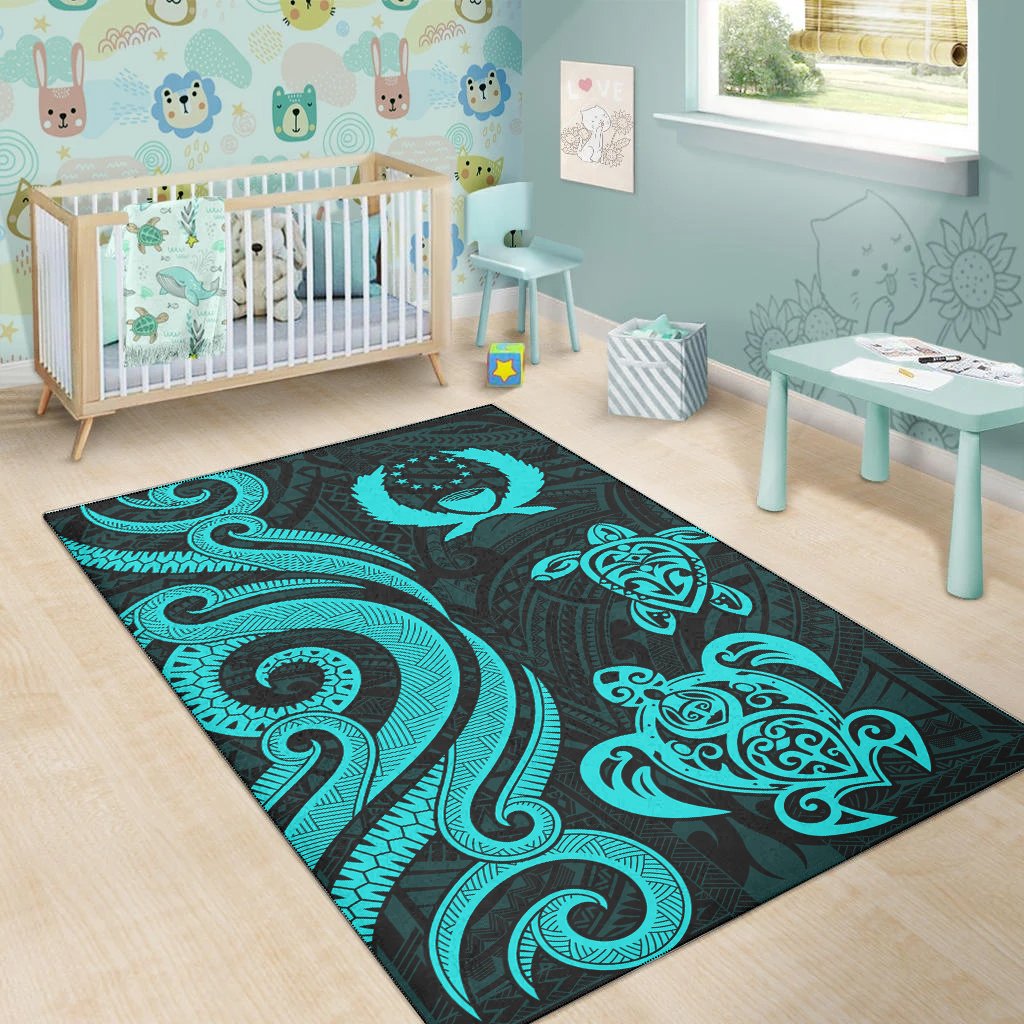 Pohnpei Area Rug - Turquoise Tentacle Turtle