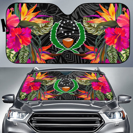 Pohnpei Auto Sun Shades - Hibiscus Pattern