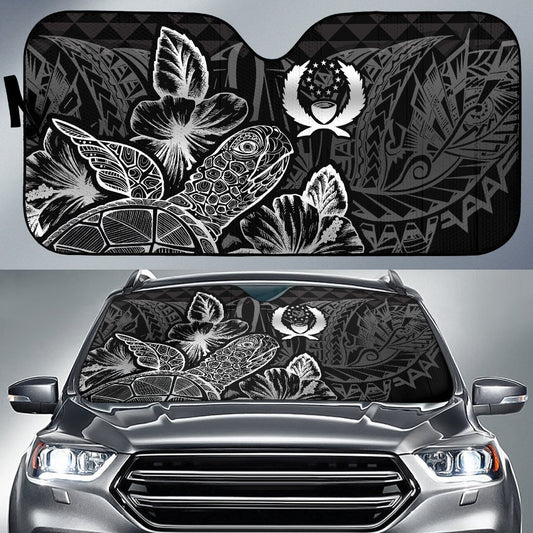 Pohnpei Auto Sun Shades Turtle Hibiscus Black