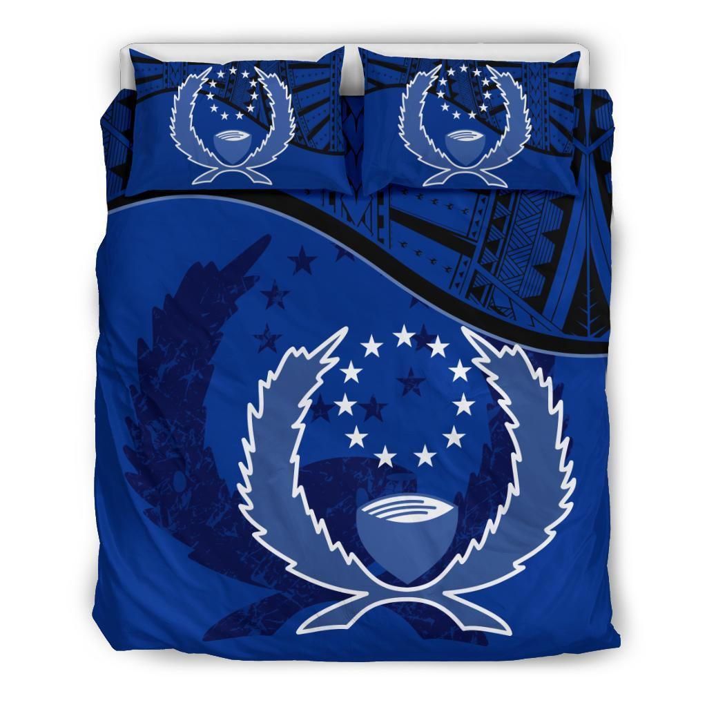Pohnpei Duvet Cover Set - Pohnpei Flag Dark Blue