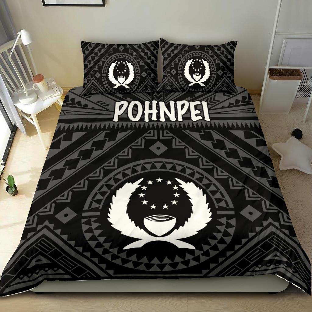 Pohnpei Bedding Set - Pohnpei Seal With Polynesian Tattoo Style ( Black)