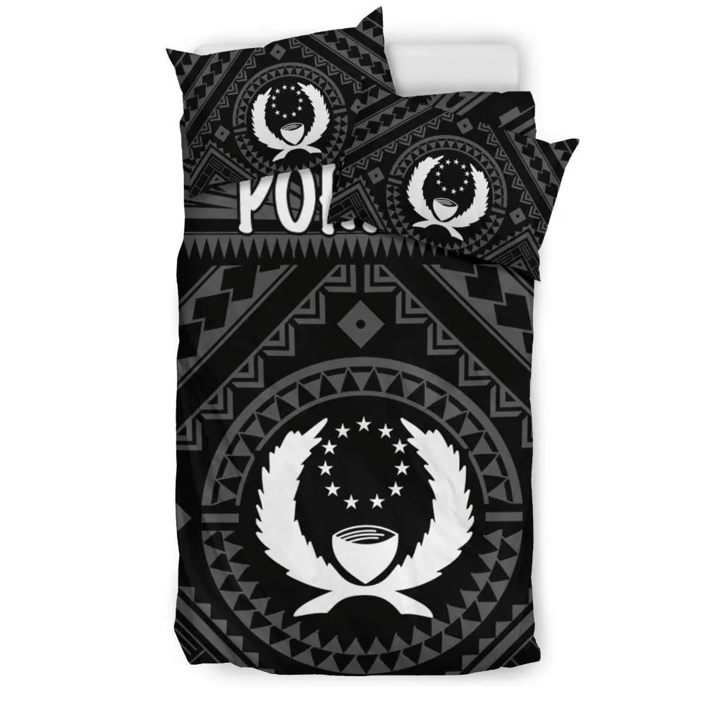 Pohnpei Bedding Set - Pohnpei Seal With Polynesian Tattoo Style ( Black)