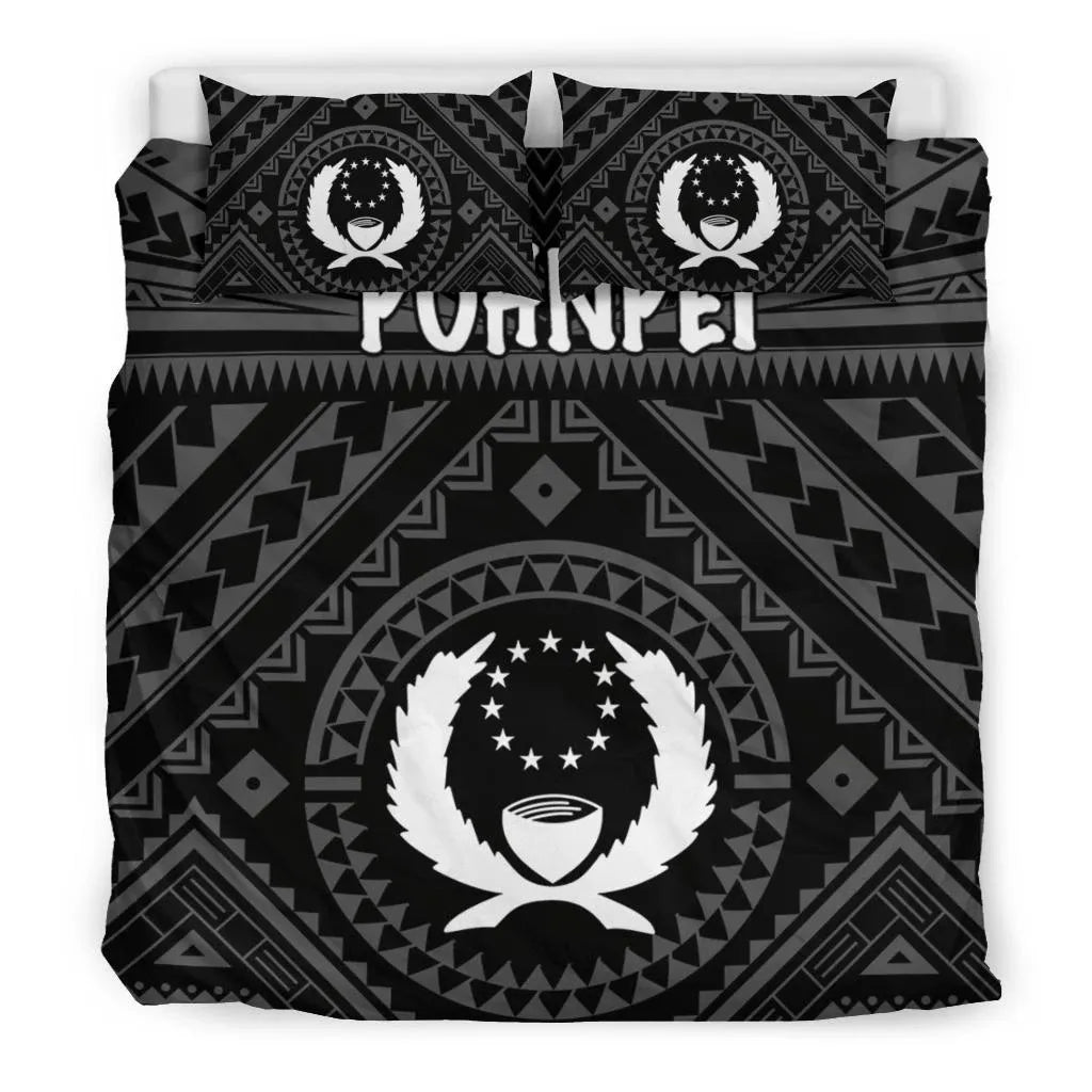 Pohnpei Bedding Set - Pohnpei Seal With Polynesian Tattoo Style ( Black)